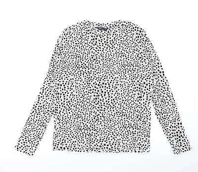 £3.75 • Buy M&S Womens White Polka Dot Cotton Basic T-Shirt Size 10 Crew Neck