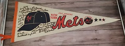 Vintage Authentic 1969 New York Mets Baseball 30  Pennant Very Good Condition  • $450