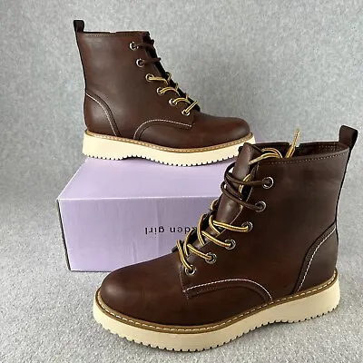 Madden Girl Women’s Combat Lug Sole Brown Ankle Boots Size 10 • $26.59