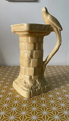 Vintage Wade Birdbath Jug Vase Arts & Crafts Art Deco Budgie Cream/Yellow • £30