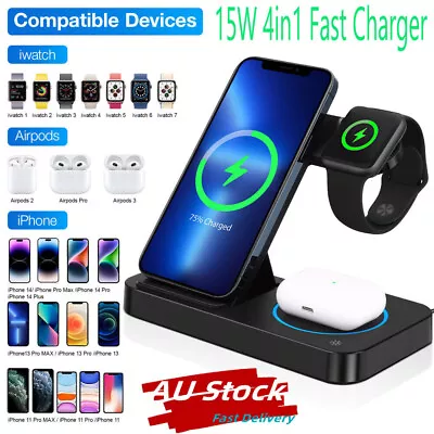 $26.69 • Buy 4 In 1 15W Wireless Charger Dock Qi Fast Charging For IPhone Apple Watch Samsung