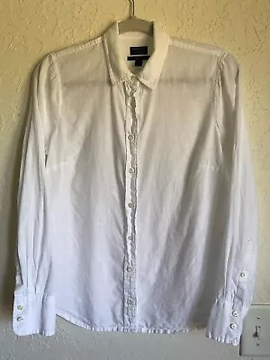 Baird McNutt J Crew Shirt Women's 6P Perfect Linen Button Up Long Sleeve White • $22.49