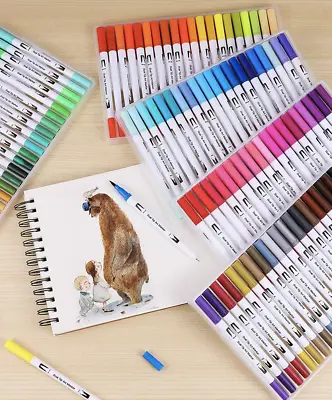 $13.99 • Buy Dual Tips Brush Drawing Pens Watercolor Art Markers Set For Coloring Calligraphy
