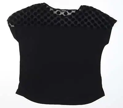 £5.40 • Buy Evans Womens Black Polka Dot Polyester Basic T-Shirt Size 16 Round Neck