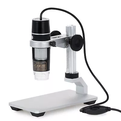 Amscope 5X-500X 2MP 8-LED 3D Zoom Digital USB Microscope With Metal Track Stand • $83.99