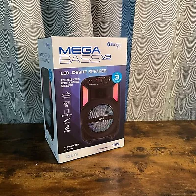 Tzumi Mega Bass Music MEGA BASS  V3 LED Display Jobsite Speaker Black Bluetooth • $9.99