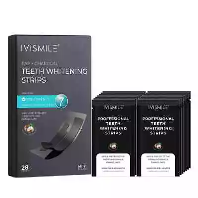 Charcoal Teeth Whitening Strips 14 Days Sensitive Gum Safe Tooth Bleaching Kit • £7.49