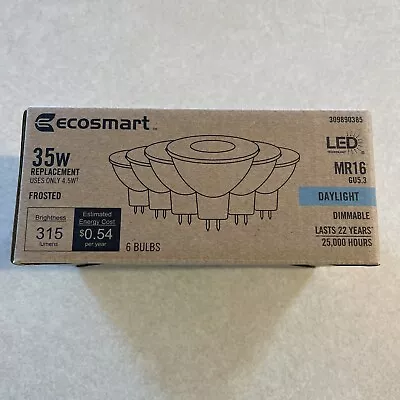 6 PACK EcoSmart 35-Watt  MR16 Dimmable GU5.3 Base Cool White LED Light Bulb • $17.99
