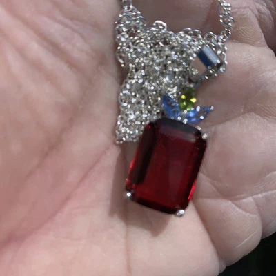 £15 • Buy  Garnet Gemstone 925 Silver Necklace 24 Inch Silver Plated Chain