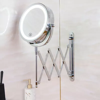 Wall Mounted Makeup Mirror With Light Extending LED Magnifying Bathroom Mirror • £24.95