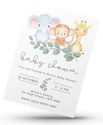 10 X Personalised Baby Shower Invitations Cute Baby Design Customisable Text • £4.46