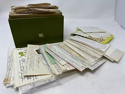 VTG Green MCM Recipe Box: Clippings Handwritten Typed - Plus Dozens Extras • $39
