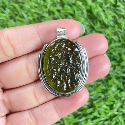 Beauty Moldavite Gemstone 925 Sterling Silver Handmade Pendant AS- 69 • $15.42