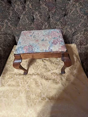 Vintage French Provincial Burgundy Needlepoint Tapestry Bench Foot Stool Asis • $48