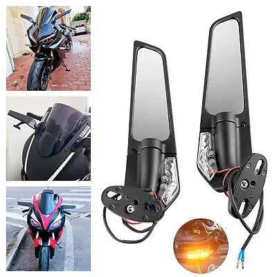 Motorcycle LED Turn Signal Rear View Mirror For Suzuki GSXR 600 750 1000 GSX1300 • $46.99