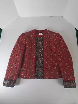 Vera Bradley Quilted Button-Up Jacket Paisley Trim Red Size S 100% Cotton • $19.99