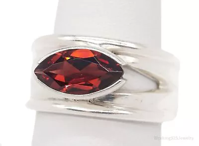 Vintage Garnet Sterling Silver Ring - Size 7.75 • $85