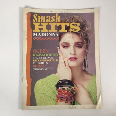 £12.50 • Buy Smash Hits Magazine  16th-29th February  1984  Front Cover Madonna  Midge Ure