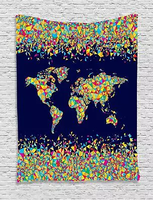 $32.99 • Buy World Map Tapestry Mosaics Tiles Global Print Wall Hanging Decor