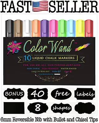 10 Colors Liquid Chalkboard Paint Chalk Markers Water-based Pens +40 Labels *NEW • $17.78