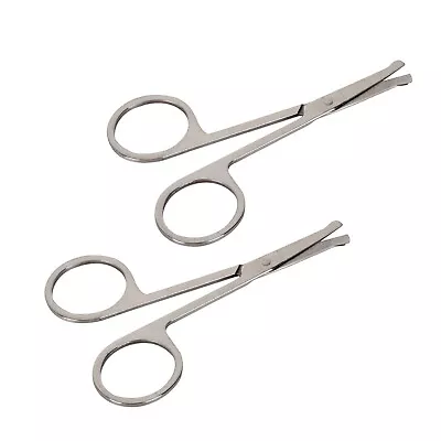 Facial Nose Hair Scissors Remover Stainless Steel Trimmer Thick Rounded Tip 2X • $6.60