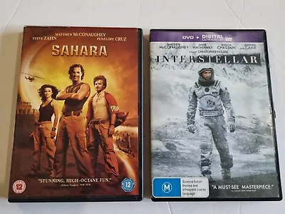 2 X DVDs Interstellar (DVD 2014) PLUS Sahara. Matthew McConaughey Vgc • $18