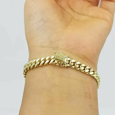 Solid 14k Yellow Gold Over 6mm Link 7.5  Men/ Women Bracelet Miami Cuban Link • $99