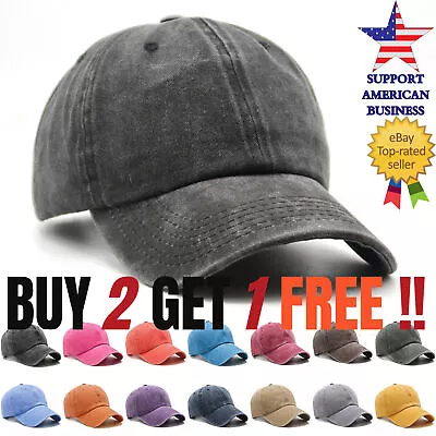 Men Baseball Cap Washed Cotton Solid Adjustable Dad Hat Women Ball Caps Trucker • $8.64