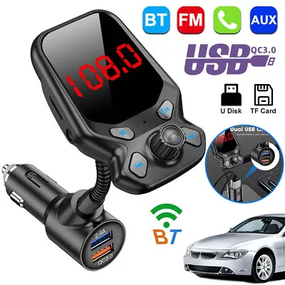 Wireless In Car Bluetooth FM Transmitter AUX Radio Adapter Handsfree USB Charger • $12.91