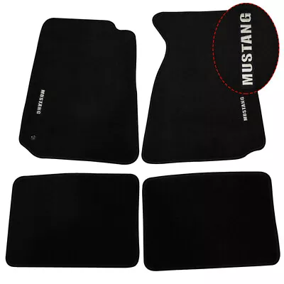 For 94-98 Ford Mustang 2Dr Floor Mats Carpet Front & Rear Nylon Black W/ Emblem • $57.99