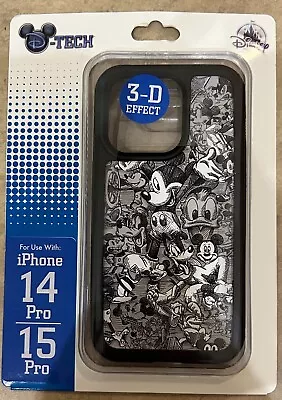 DISNEY PARKS Mickey & Friends Black &W 3D D-Tech IPHONE 14 & 15 Pro Phone Case • $44.90