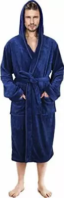 Bathrobe For Men Fleece Hooded - Plush Long Bathrobes Ultra-Soft NY Threads • $23.01