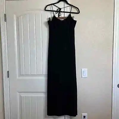 Charlotte Russe Womens Sz L Maxi Halter Dress Solid Black Vintage Y2K • $17.25