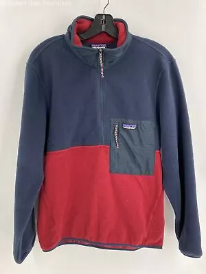 NWT Patagonia Mens Blue Red Microdini Long Sleeve 1/2 Zip Pullover Jacket Size S • $19.99