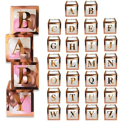 £1.49 • Buy Rose Gold Balloon Box Transparent Birthday Baby Shower Wedding Decorations Boxes