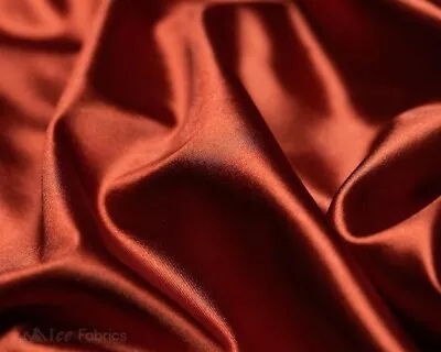 £13.54 • Buy Rust 4 Way Stretch Silky Satin Fabric By Yard Thick Satin