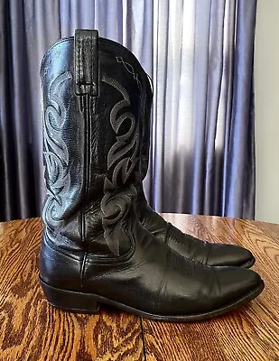 DAN POST Milwaukee Black Leather  Pull On Western Boots Men’s Size 12 D • $125