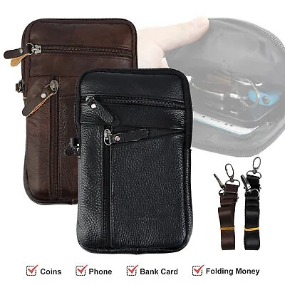 Men Leather Phone Pouch Belt Bag Shoulder Fashion Crossbody Waist Pack Handbag • $12.69