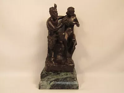 Pan & Daphnis W/ Flute Bronze Statue On Marble Base Highly Detailed • £960.31