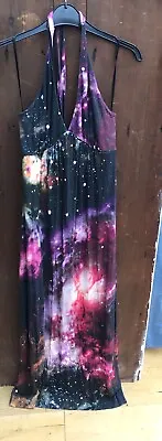 Vintage Oasis Halter Neck Galaxy Maxi Dress Size Large • £15