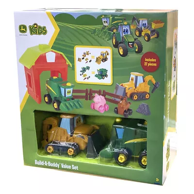 27pc John Deere 15cm Build-A-Buddy Tractor/Backhoe Kids 3+ Toy Play Value Set • $55