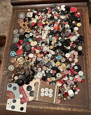 Huge 3# 14oz. Lot Antique Vintage Buttons Metal Plastic MOP Tiny Ball LARGE FLAT • $15