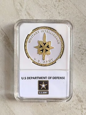 US Army MILITARY INTELLIGENCE Challenge Coin With  Case • $19.09