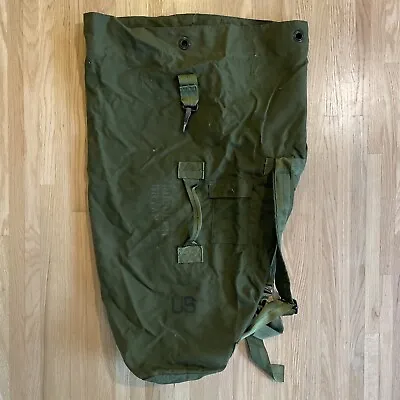 US Army Military Heavy Duty Nylon Duffle Bag Rucksack Backpack Green Vintage • $29