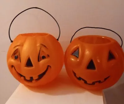 Vtg Small Pumpkin Pair Halloween Plastic • $34.99