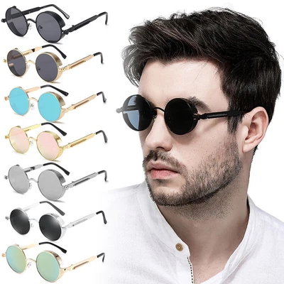 $12.34 • Buy Polarized Round Metal Circle Punk Steampunk Sunglasses For Men Women Sun Glasses