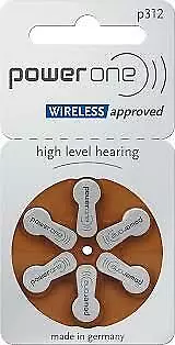 PowerOne Hearing Aid Batteries Size 312 PR41 (60 Batteries) + 2 Cell Battery • $15.94
