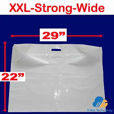 £5.49 • Buy Extra Large Plastic Carrier Bags 29 X22 +2  Plain White Strong Wide