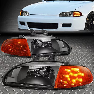 [led Turn Signal]for 92-95 Honda Civic 2/3dr Black Housing Headlight Corner Lamp • $82.88