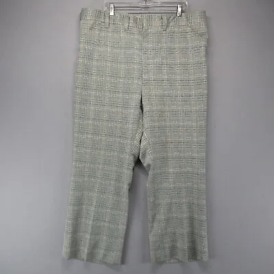 Vintage Pants Mens 42x28 Green Checkered Trouser 50s 60s Rockabilly Disco USA • $47.95